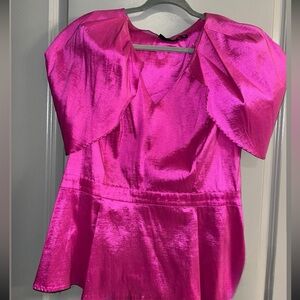 NY& CO Elegant Pink Satin peplum Women's Top